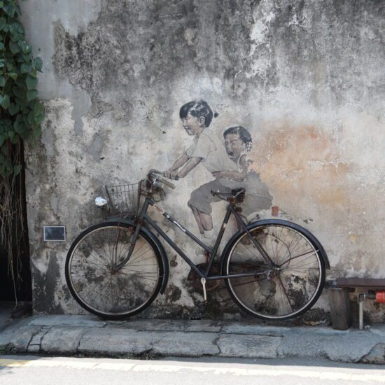 straat kunst, fiets, Penang, Georgetown Maleisië